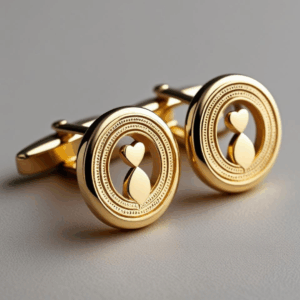 Vue de profil – bouton de manchette amour de famille or jaune