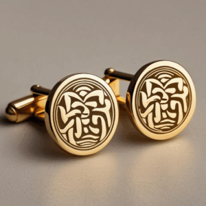 Bijou spirituel homme – bouton de manchette bouddha or jaune