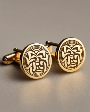 Bijou spirituel homme – bouton de manchette bouddha or jaune