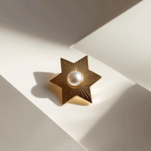 Broche étoile or jaune 18 carats avec perle blanche – JODH