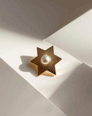Broche étoile or jaune 18 carats avec perle blanche – JODH