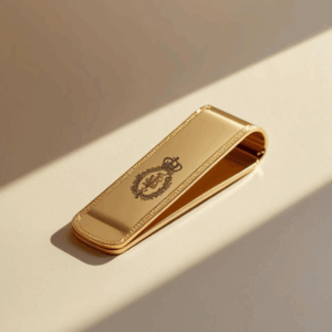 Pince à billets luxe or jaune 18 carats – motif triangulaire gravé