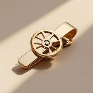 Pince homme or jaune 18k – motif mécanique élégant