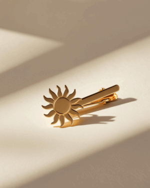 Pince à cravate soleil or jaune 18 carats – motif stylisé